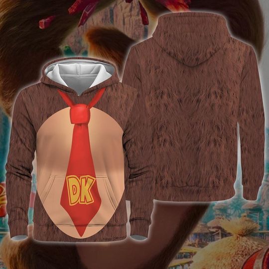 Donkey Kong 3D Full Over Print Hoodie, Donkey Kong Cosplay Sweatshirt