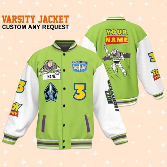 Custom Buzz Lightyear Toy Story Baseball Jacket, Sheriff Woody Buzz Lightyear Jersey Disney, Team Outfit Toy Story Gift