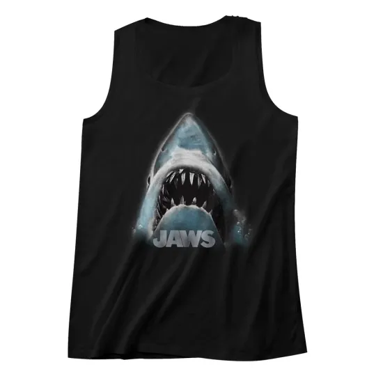Jaws 70's Thriller Movie Logo Great White Shark Head Men's Tank Top