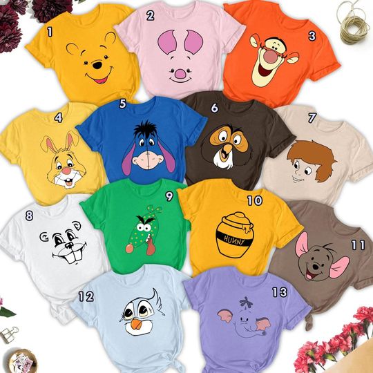 Discover Funny Winnie The Pooh Halloween Costume Big face, Disney Pooh and Friends Shirt, Pooh Piglet Eeyore Tigger Halloween Tee Disneyland Trip tee