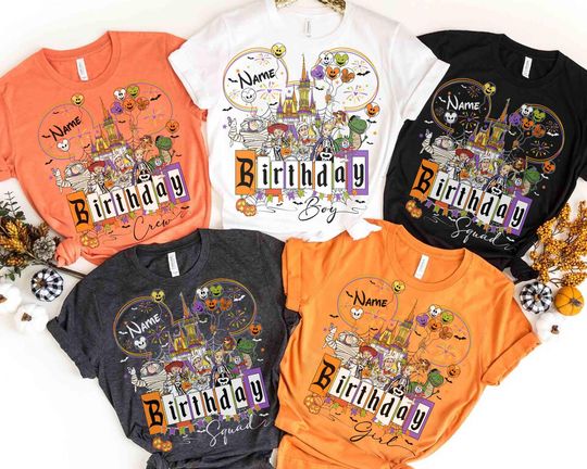 Discover Personalized Toy Story Castle Disney Halloween Birthday Shirt, Mickey's Not So Scary Halloween Birthday Boy Girl Shirt, Disneyland Trip Tee