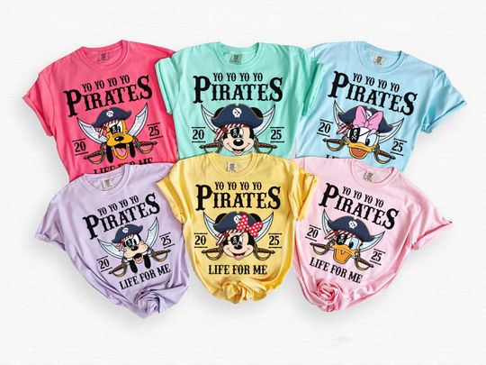 Discover Disney Mickey and Friends Yo Ho Yo Ho A Pirate's Life For Me Shirt, Pirates of the Caribbean Tee, Disney Cruise 2025 Family Matching Outfits