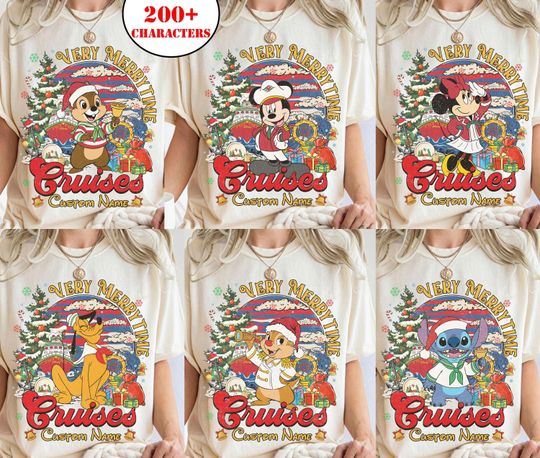 Discover Personalized Disney All Characters Christmas Cruises Line Shirt, Very Merrytime Cruises 2025 Shirt,  Story Disney Christmas Party 2025 Tee