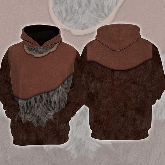 Discover Ewok 3D Full Over Print Hoodie, Halloween Costume, Starwars Ewok Cosplay Sweatshirt, Halloween Cosplay, Movie Character All Over Print Shirt