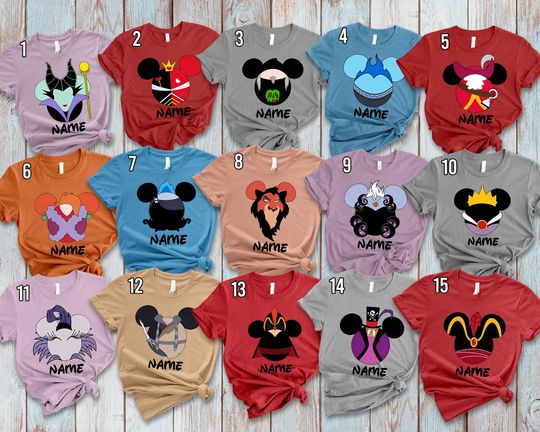 Discover Personalized Disney Villains Big Face Halloween Costume, Disney Ursula Maleficent Evil Queen Cruella Hades Scar Shirt, Disneyland Trip Tee