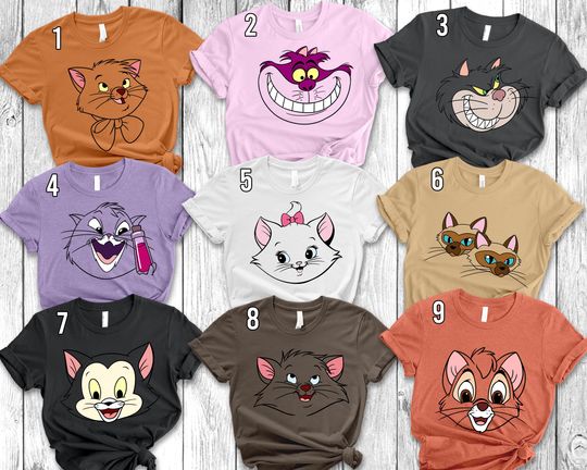Discover Disney Cats Halloween Costume Shirt, Cats Big Face Shirt, Disney Cats Gallery Halloween  Shirt, Disneyland Vacation Family Matching Shirt
