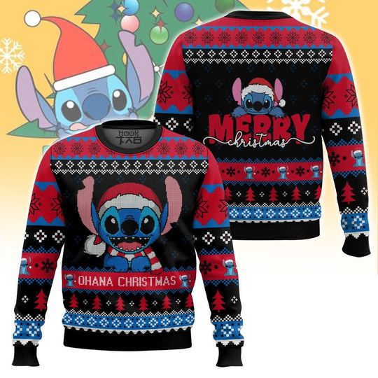 Discover Disney Ohana Christmas Lilo And Stitch Ugly Sweater, Ugly Sweater Gift For Her Mother, Disneyland Family Trip, Party Gift