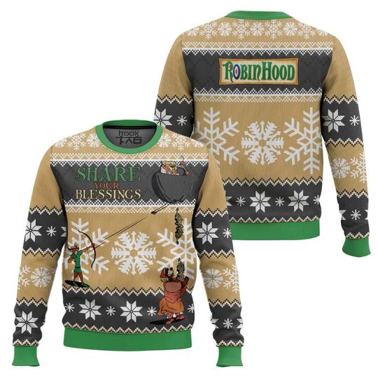 Christmas Share Your Blessings Disney Robin Hood Ugly Sweater, Ugly Sweater Gift For Her Mother, Family Trip Sweater