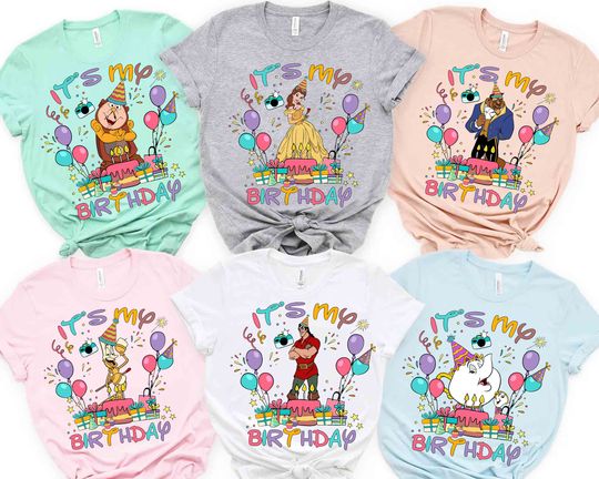 Personalized Disney Beauty and The Beast It's My Birthday Shirt, Birthday Theme Mickey Balloon Snack Shirt, Disneyland Family Matching Shirt