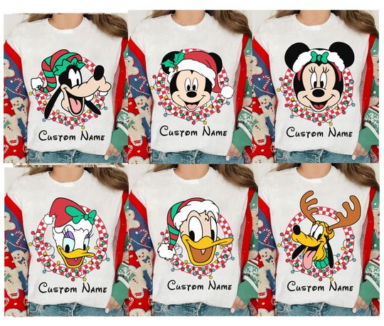 Discover Personalized Disney Mickey and Friends Christmas Lights Shirt, Disney Mickey Minnie Christmas Shirt, Mickey's Very Merry Christmas Shirt