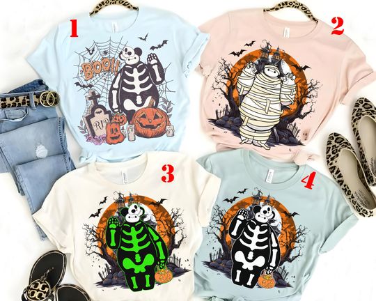 Discover Retro Big Hero Baymax Skeleton Halloween Shirt, Big Hero 6 Baymax Mummy Shirt, Disneyland Trip Spooky Season Outfits, Magic Kingdom Shirt