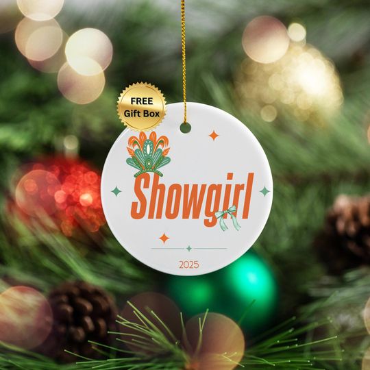 Discover Showgirl Ornament 2025 Ceramic Christmas Ornament | Orange & Green Theme Dcor | Pop Star | Theater Lover Gift | Retro Glam Collectible