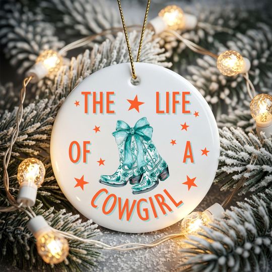 Discover Life Of A Cowgirl Christmas Ornament, Country Ornament, Ceramic Country Ornament, Showgirl Fan Ornament, Showgirl Fan Christmas Gift,