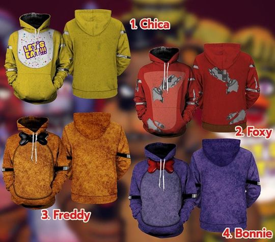 Fnaf Chica 3D Full Over Print Hoodie, Five Nights At Freddy