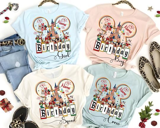 Discover Personalized Disney Mickey and Friends Best Birthday Shirt, Mickey and Friends Customized Birthday Girl Shirt, Disneyland Trip Shirt