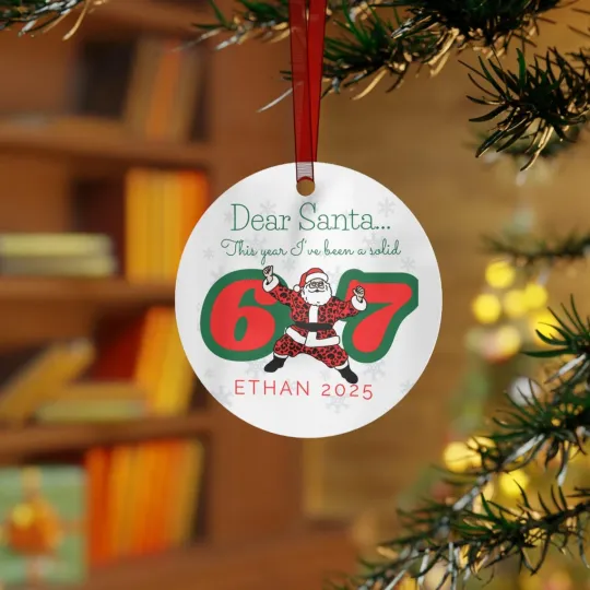 Discover Funny 6-7 Meme Christmas Ornament 2025 Santa Gift Trendy TikTok Decor