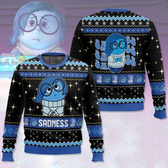 Discover Disney Inside Out Sadness Christmas Sweater, Ugly Sweater Gift For Her, Disneyland Family Trip, Xmas Party Gift For Kid