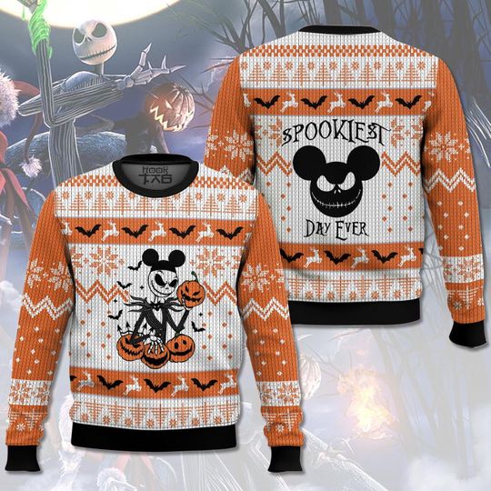 Christmas Disney Mickey Jack Skellington Ugly Sweater, Ugly Sweater Gift For Her Mother, Family Trip Xmas, Disneyland Gift