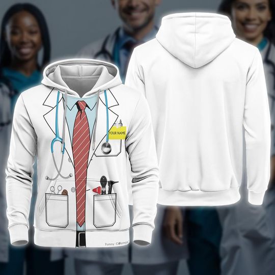 Discover Personalized Doctor Costume 3D Full Over Print Hoodie, Doctor Uniform Cosplay Shirt