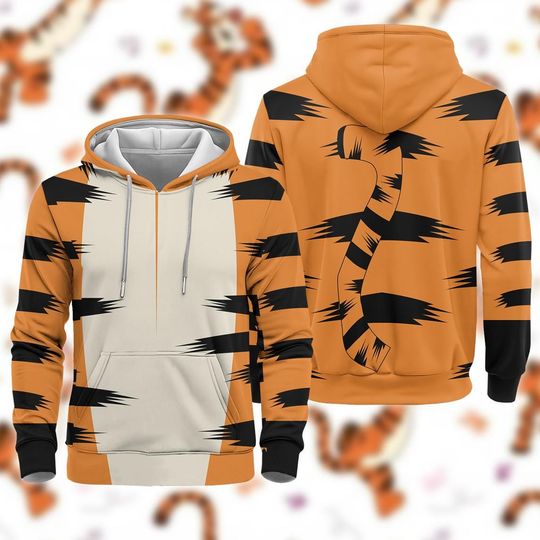 Discover Tigger Winnie The Pooh 3D Full Over Print Hoodie, Tigger Cosplay Sweatshirt