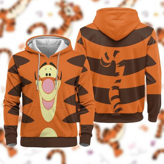 Discover Tigger 3D Full Over Print Hoodie, Funny Tigger Cosplay Sweatshirt
