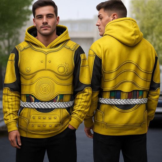 C3-PO 3D Hoodie, Starwars C3PO Hoodie Sweatshirt, Starwars Warrior Inspired Gift