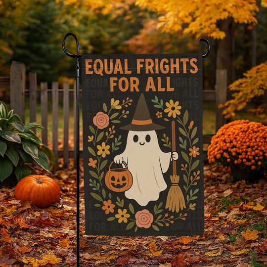 Discover Equal Frights Halloween Garden Flag - Ghost and Pumpkin Autumn Decor