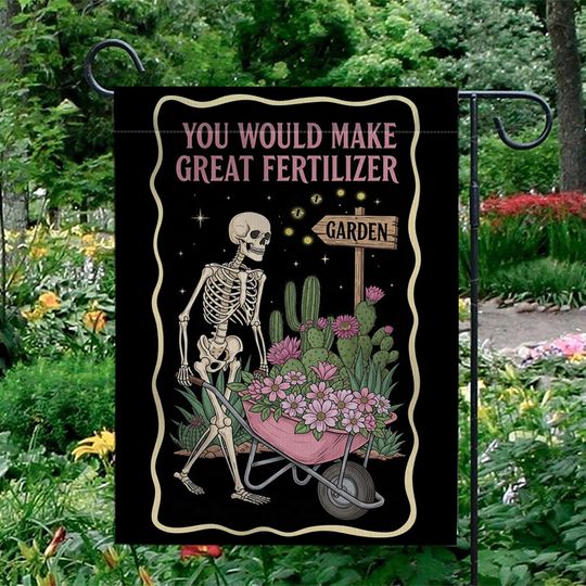 Discover Funny Skeleton Garden Flag - Fertilizer Halloween Decor