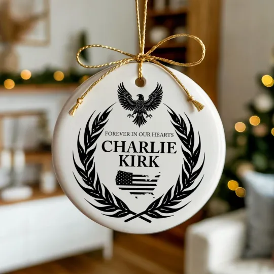 Charlie Kirk Memorial Ornament | Patriotic Ceramic Christmas Keepsake