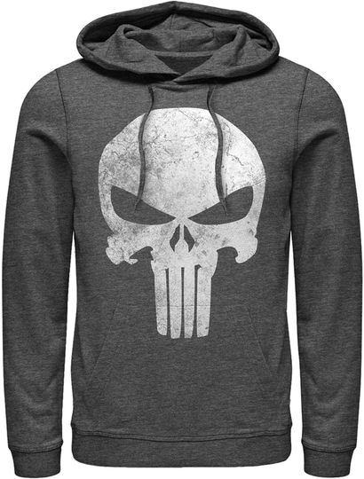 Men's Marvel Punisher Retro Skull Symbol Pull Over Hoodie