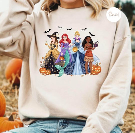 Discover Disneyland Princess Halloween Tee, Disney World Spooky Season Sweatshirt, Princess Hoodie, Princess Pumpkin Spooky Witch Season Vibe