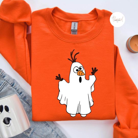 Discover Olaf Ghost Tee, Olaf Halloween Sweatshirt, Disney Frozen Halloween T-Shirt, Spooky Olaf Hoodie, Disney Spooky Season Shirt Gift For Kid Her
