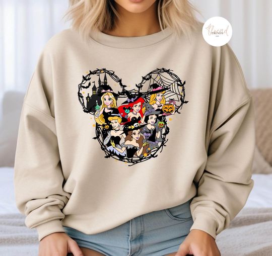 Discover Disney Halloween Princess Tee, Halloween Witch Sweatshirt, Princess Characters Shirt, Disney Princess Gift, Hoodie Halloween Party For Kid
