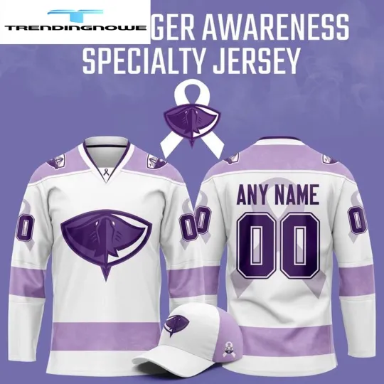 Discover Personalized South Carolina Stingrays Cancer Awareness 2025 Hockey Shirt Unisex