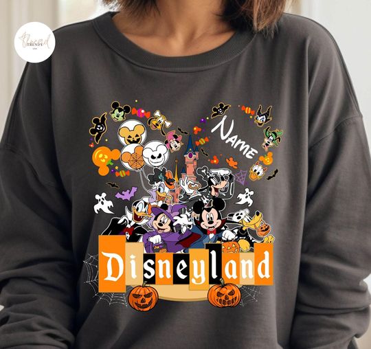 Discover Custom Disneyland Halloween Tee, Halloween Matching Sweatshirt, Halloween Mickey And Friends Hoodie Personalized Hoodie Spooky Season Gift