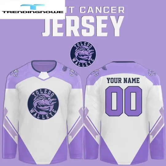 Discover Personalize Toledo Walleye Hockey Fight Cancer 2025 Hockey Shirt Unisex Fit Gift