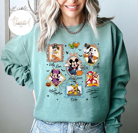 Discover Disney Spooky Sweatshirt, Mickey Friends Halloween Sweatshirt, Coquette Bow Halloween Sweatshirt, Disney Trip Gift