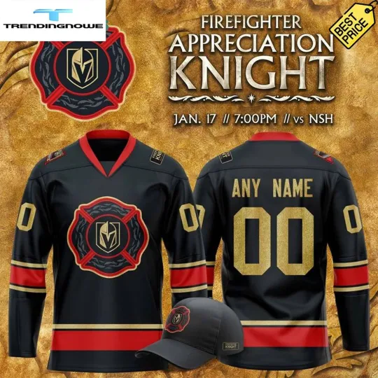 Discover Personalized Vegas Golden Knights Fire And Rescue Appreciation Day Hockey Shirt
