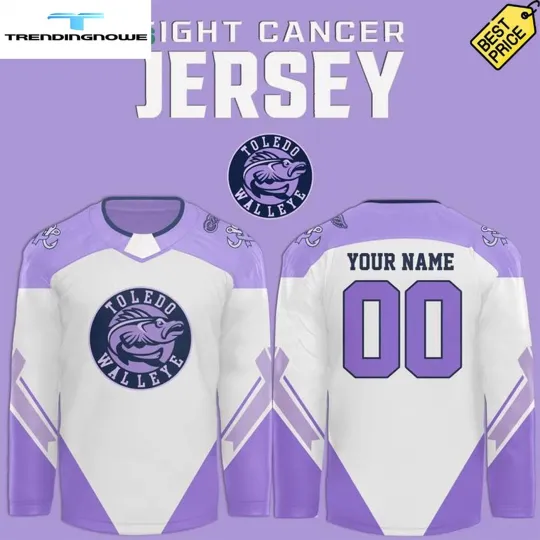 Personalized Toledo Walleye Hockey Fight Cancer 2025 Hockey Shirt Fan Gear Gift