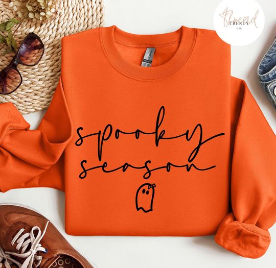 Discover Cute Spooky Season Halloween Sweatshirt, Gift For Halloween, Cute Fall Sweatshirt, Spooky Season Sweatshirt, Cute Ghost Sweatshirt