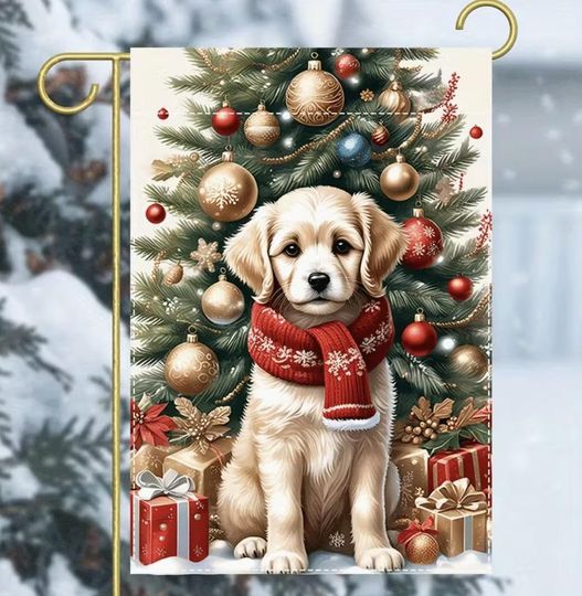 Discover Golden Retriever Garden Flag, Winter Dog Flag