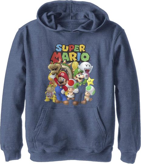 Fifth Sun unisex-child Nintendo Super Mario Groupage Youth Pullover Hoodie