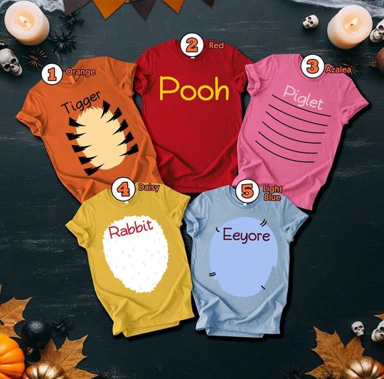 Pooh And Friends Halloween Costumes Shirt, Pooh Bear Tigger Piglet Eeyore Rabbit Shirt