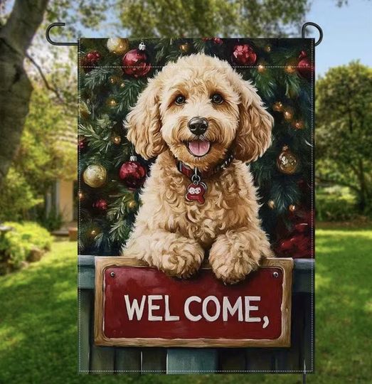 Discover Golden Doodle Garden Flag, Christmas, Welcome,