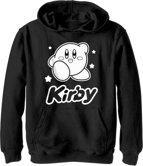 Boy's Nintendo Kirby Black and White Portrait Pull Over Hoodie