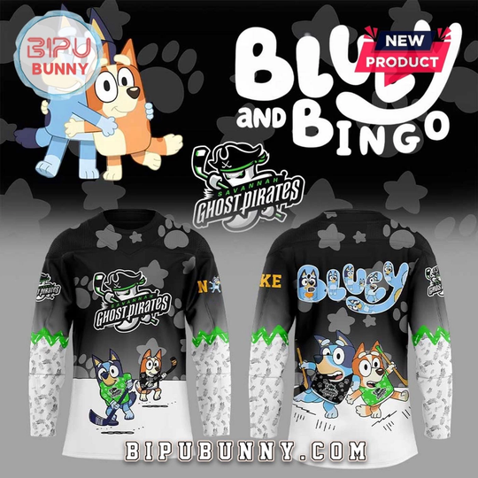 Custom Savannah Ghost Pirates Blu.ey and Bin.go Hockey Shirt Men's Fan Gear