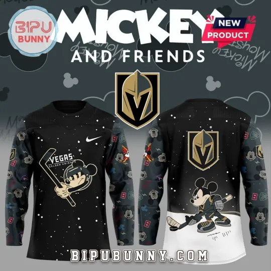 Discover Personalized Vegas Golden Knights Mickey & Friends Hockey Shirt Men's Fan Gear