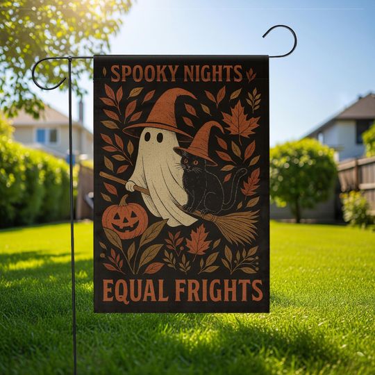 Discover Equal Frights for All Garden Flag, Ghost and Black Cat Outdoor Yard Decor