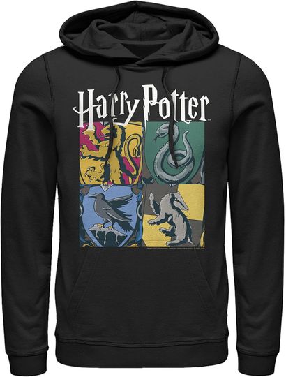 Fifth Sun Men's Harry Potter Hogwarts Houses Vintage Collage Pull Over Hoodie