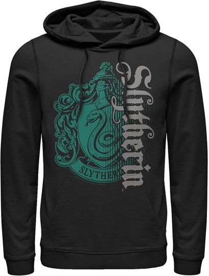 Fifth Sun Men's Harry Potter Slytherin Dark Badge Logo Pull Over Hoodie